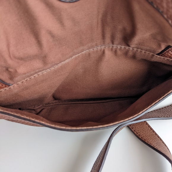 Cognac Fossil Peyton Small Crossbody Purse Leather and Suede - Picture 12 of 16